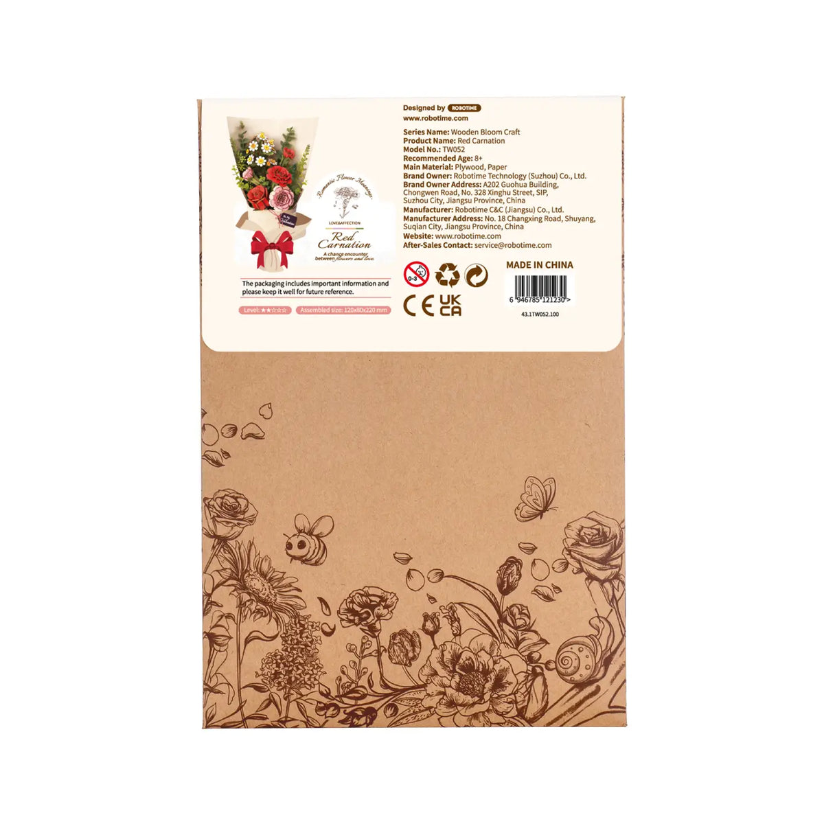 Red Carnation Wooden Bloom Craft