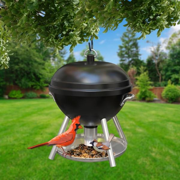 Kettle Grill Bird Feeder - Black