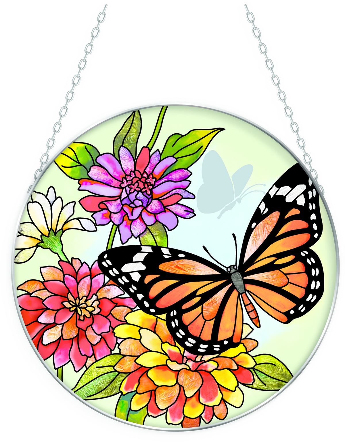 Butterfly Garden Monarch - Round Glass Suncatcher