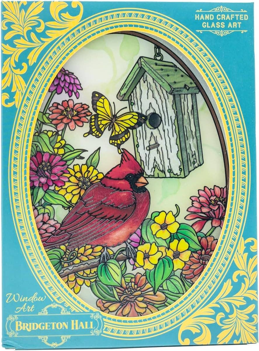 Birdsong Cardinal - Large Glass Oval Suncatcher