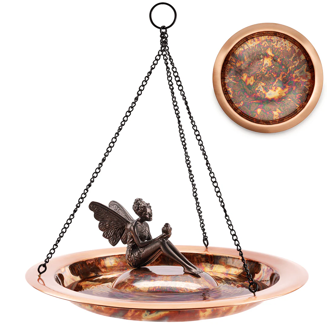 Copper Hanging Birdbath w/ Fairy