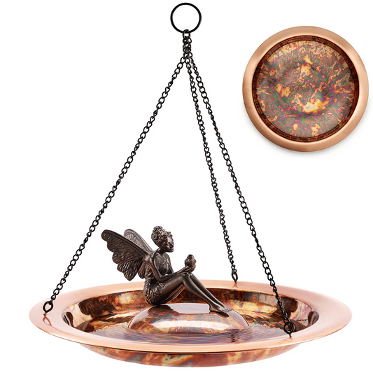 Copper Hanging Birdbath w/ Fairy