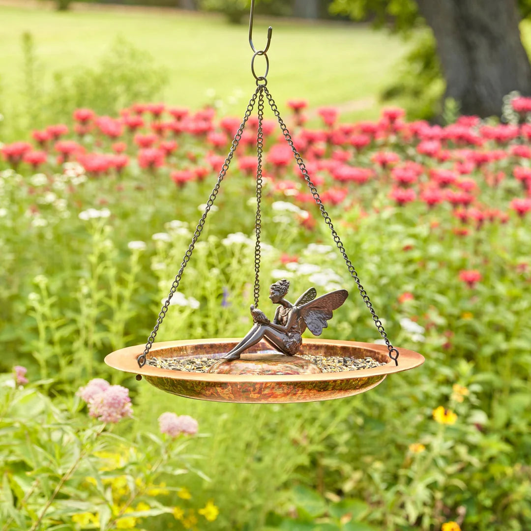 Copper Hanging Birdbath w/ Fairy