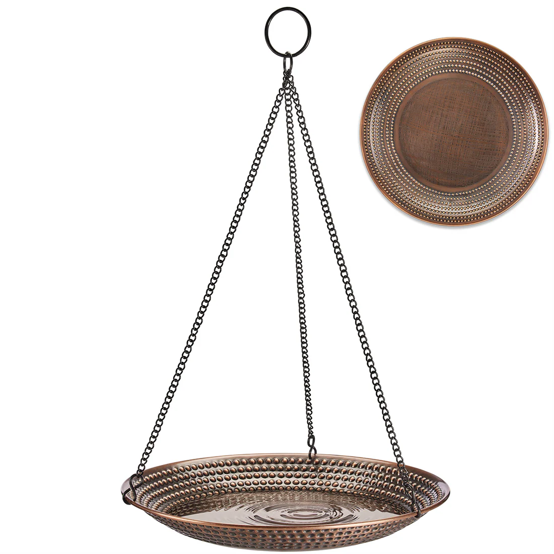 Beaded Edge Copper Hanging Bird Bath -13"
