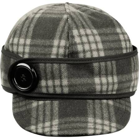 Button Up Cap - Charcoal/White Tartan