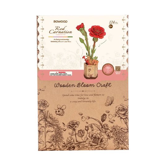 Red Carnation Wooden Bloom Craft