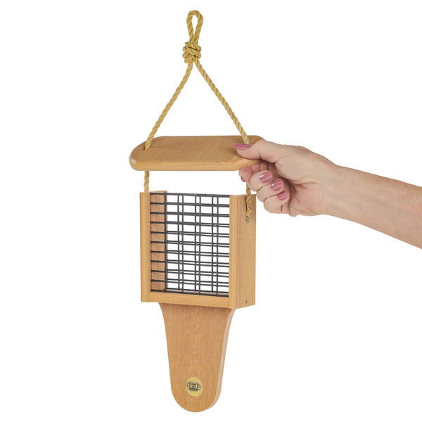 Natural Teak Tail-Prop Suet Feeder