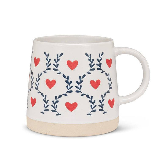 Wide Base Mug with Scandi Hearts & Leaves