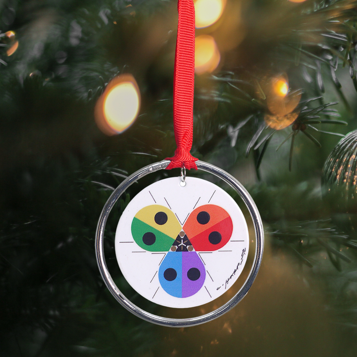 Charley Harper Rainbow Ladybug Keepsake Ornament