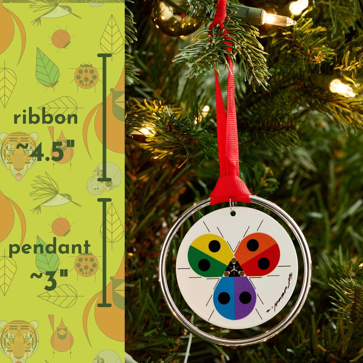 Charley Harper Rainbow Ladybug Keepsake Ornament
