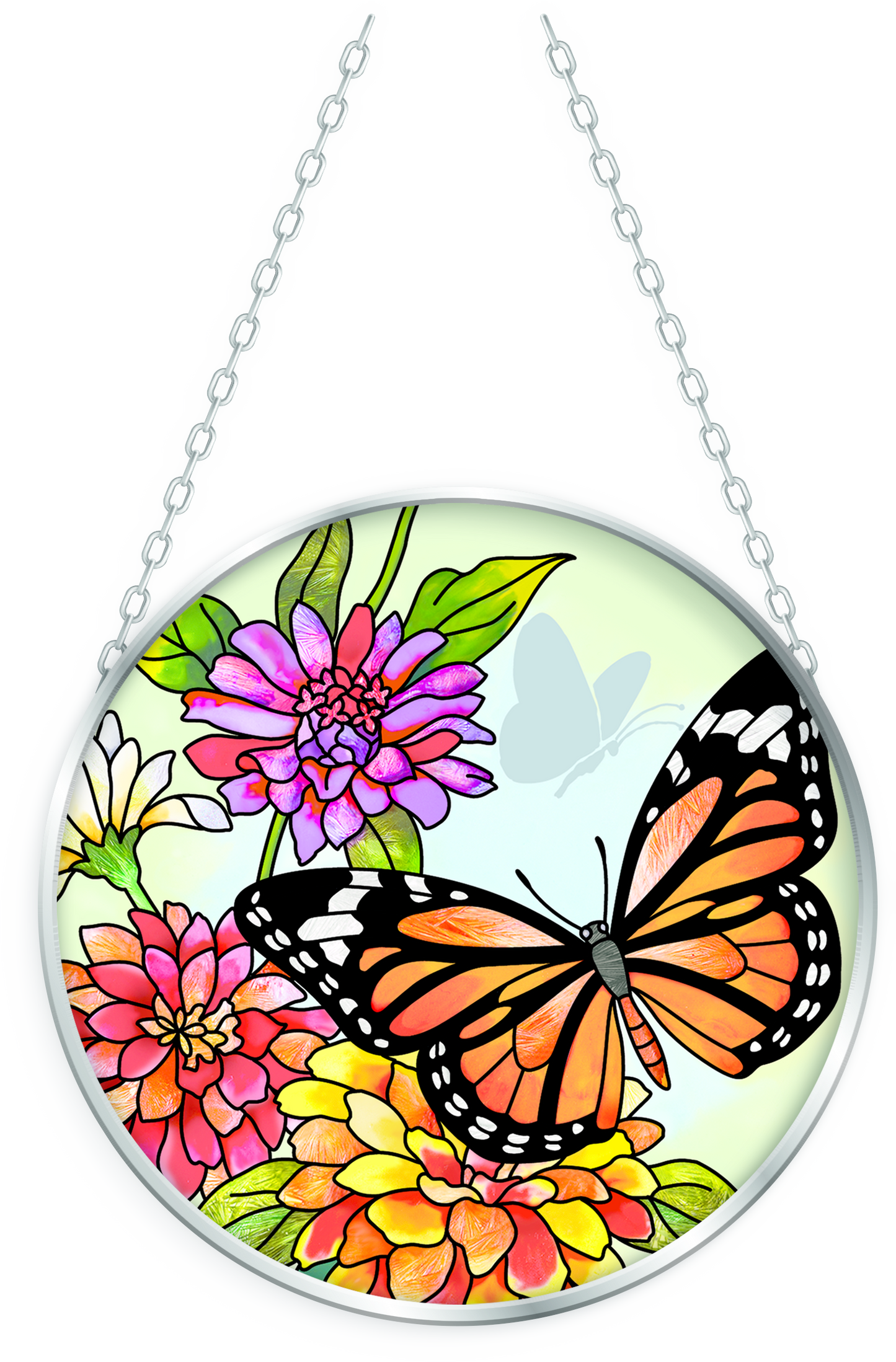 Butterfly Garden Monarch Glass Circle Suncatcher