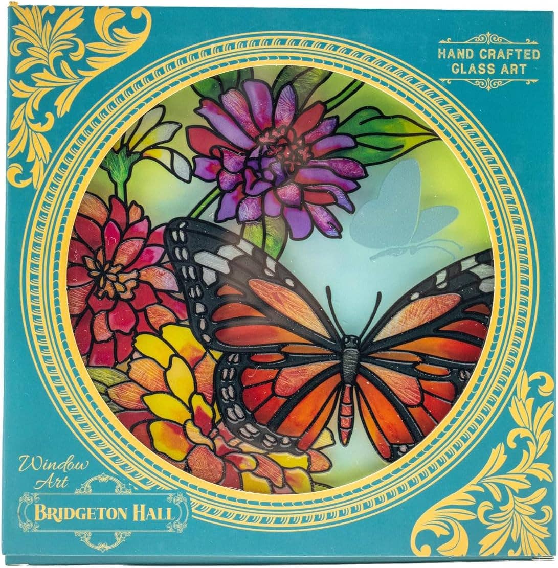 Butterfly Garden Monarch Glass Circle Suncatcher