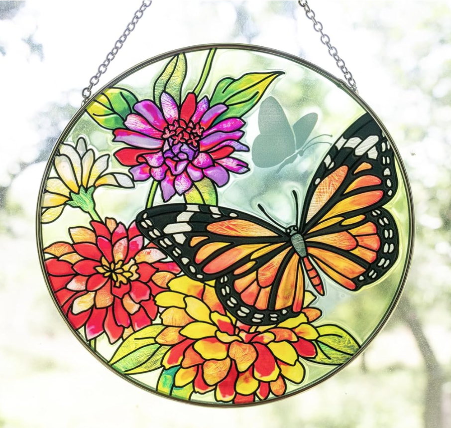 Butterfly Garden Monarch - Round Glass Suncatcher