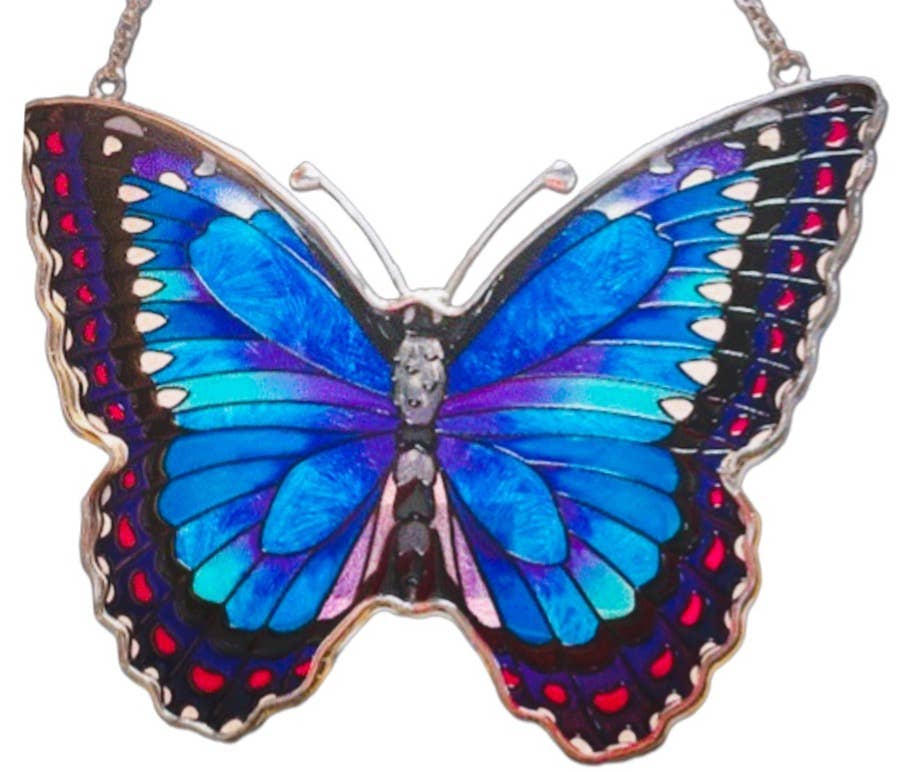Blue Morpho - Water-Cut Suncatcher w/ chain