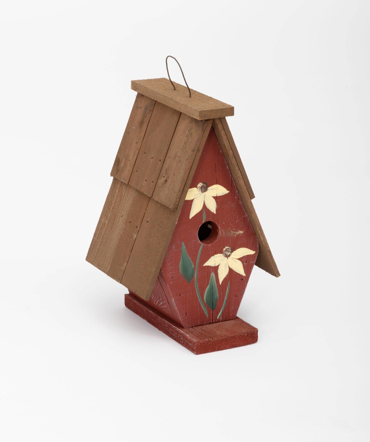 Hand-Painted Flower A-frame Birdhouse